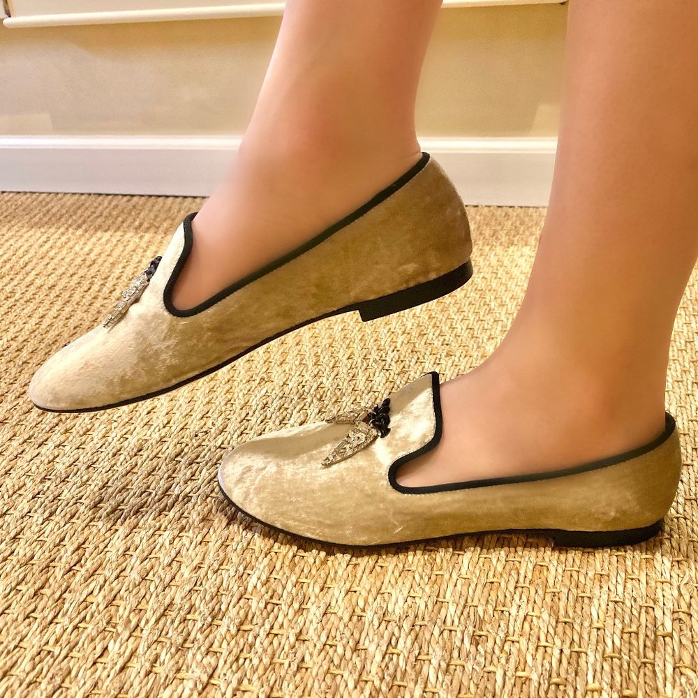 Giuseppe Zanotti Dalila Crystal Velvet Loafer